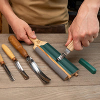 Leather Paddle Strop for Hook Knives & Gouges – Double-Sided Leather Strop with Polishing Compound – LS5P1