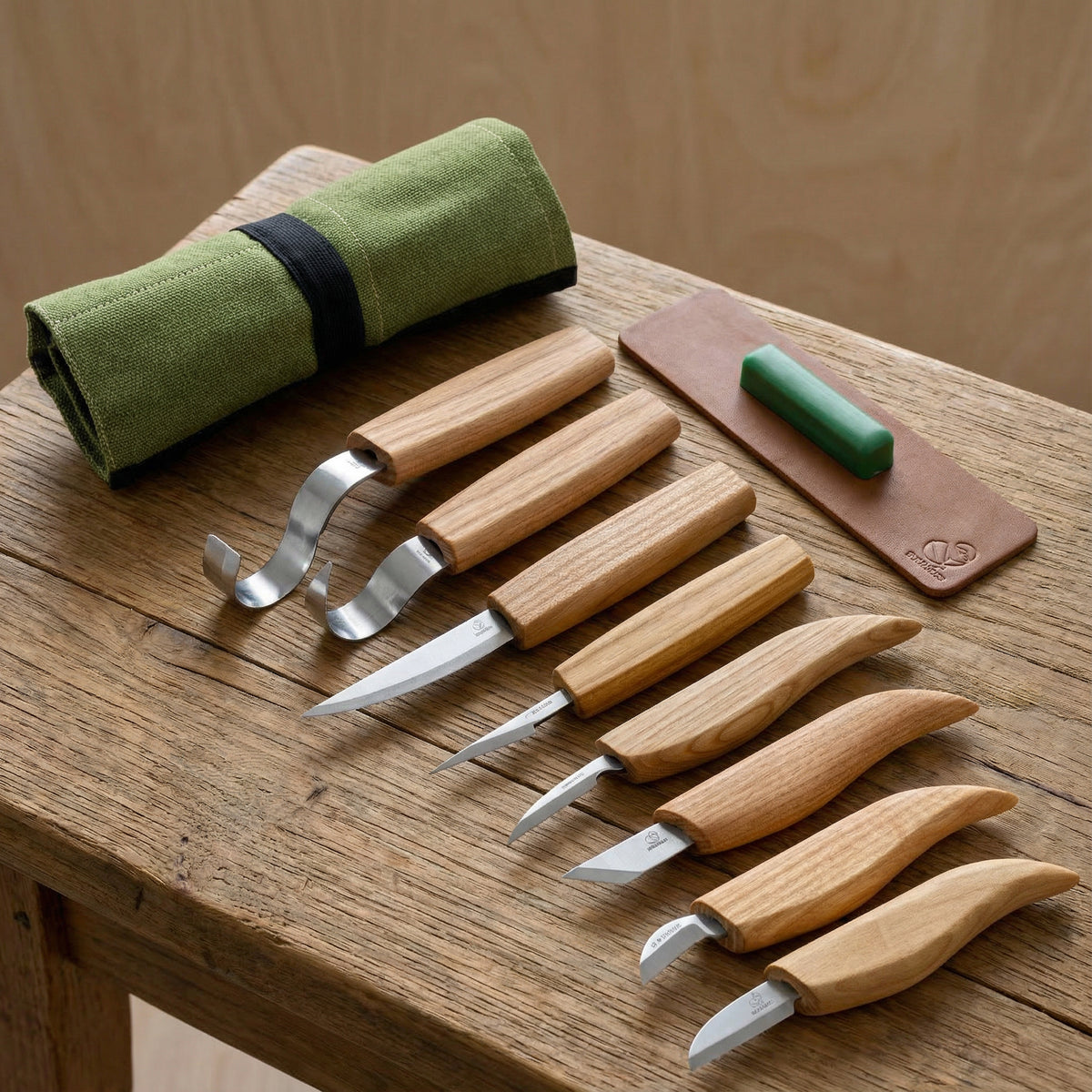8-Piece Wood Carving Tool Set – Extended Wood Carving Knife Set in Tool Roll – S08
