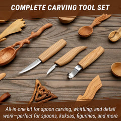 3-Piece Spoon Carving Set – Wood Carving Knife Set for Spoon Making in Tool Roll – S13