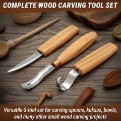 Complete Spoon Carving Tool Set – Wood Carving Set for Beginners and Pros – S14m