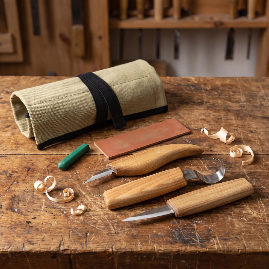 Left-Handed Spoon & Whittling Knife Set, 3 pcs