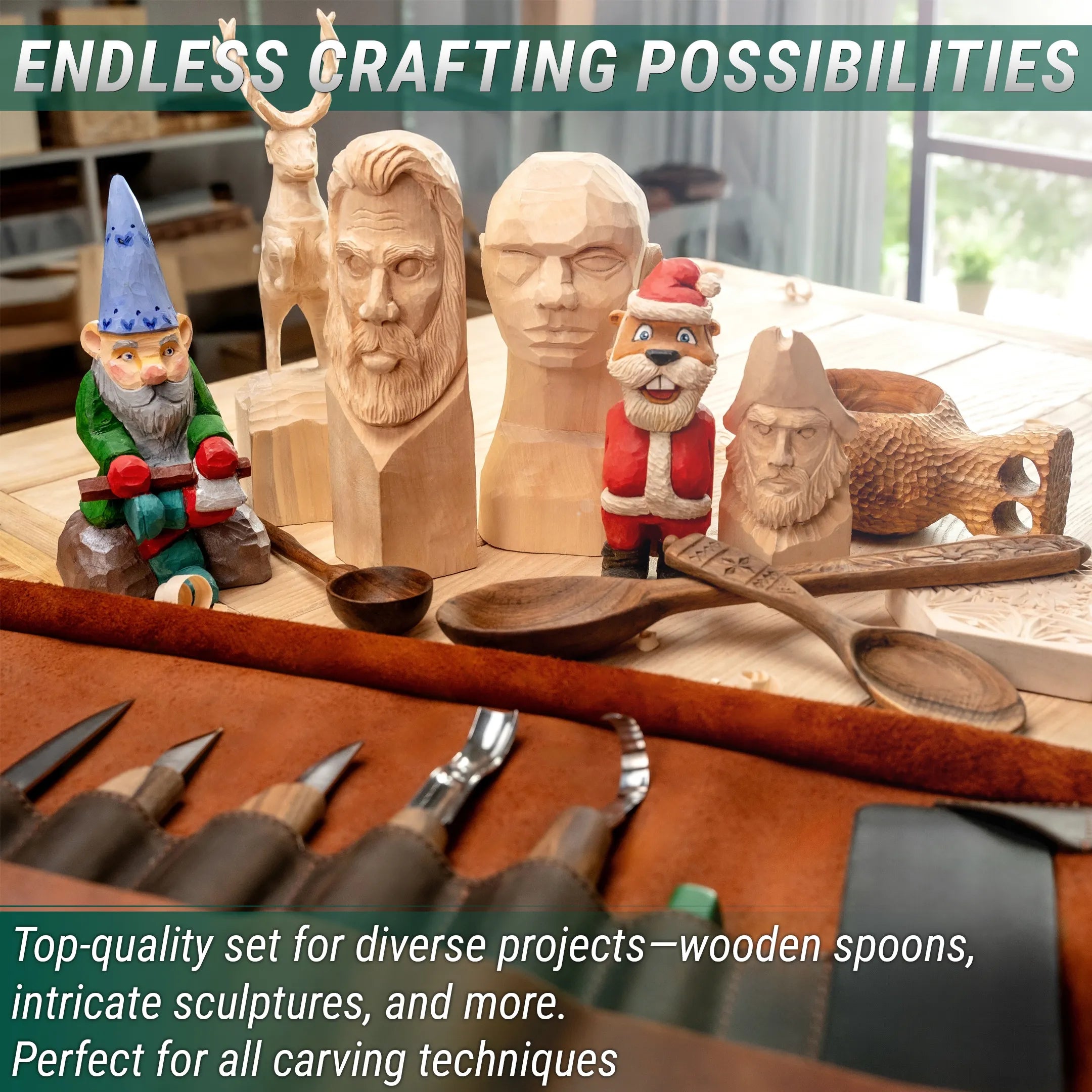 Buy S18X - Deluxe Wood Carving Set With Walnut Handles online