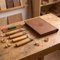Left-Handed Spoon Carving Tool Set in Book Case, 4 pcs