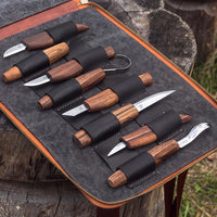 Ensemble de sculpture sur bois de luxe grand format avec manches en noyer – S50X