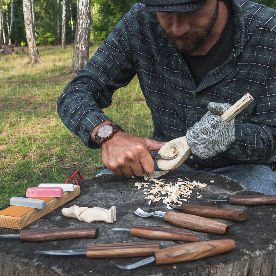 BeaverCraft S50X - Deluxe Large Wood Carving Set With Walnut
