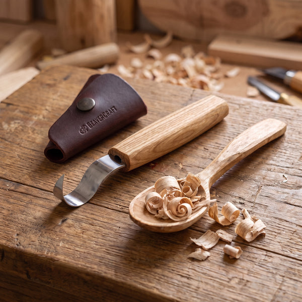 Spoon Carving Hook Knife with Sheath, 25 mm