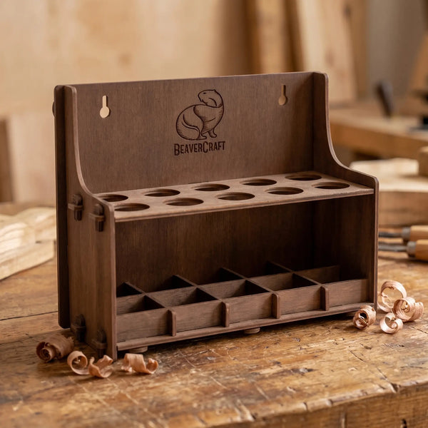 Wooden Tool Holder – Dark, 10 slots