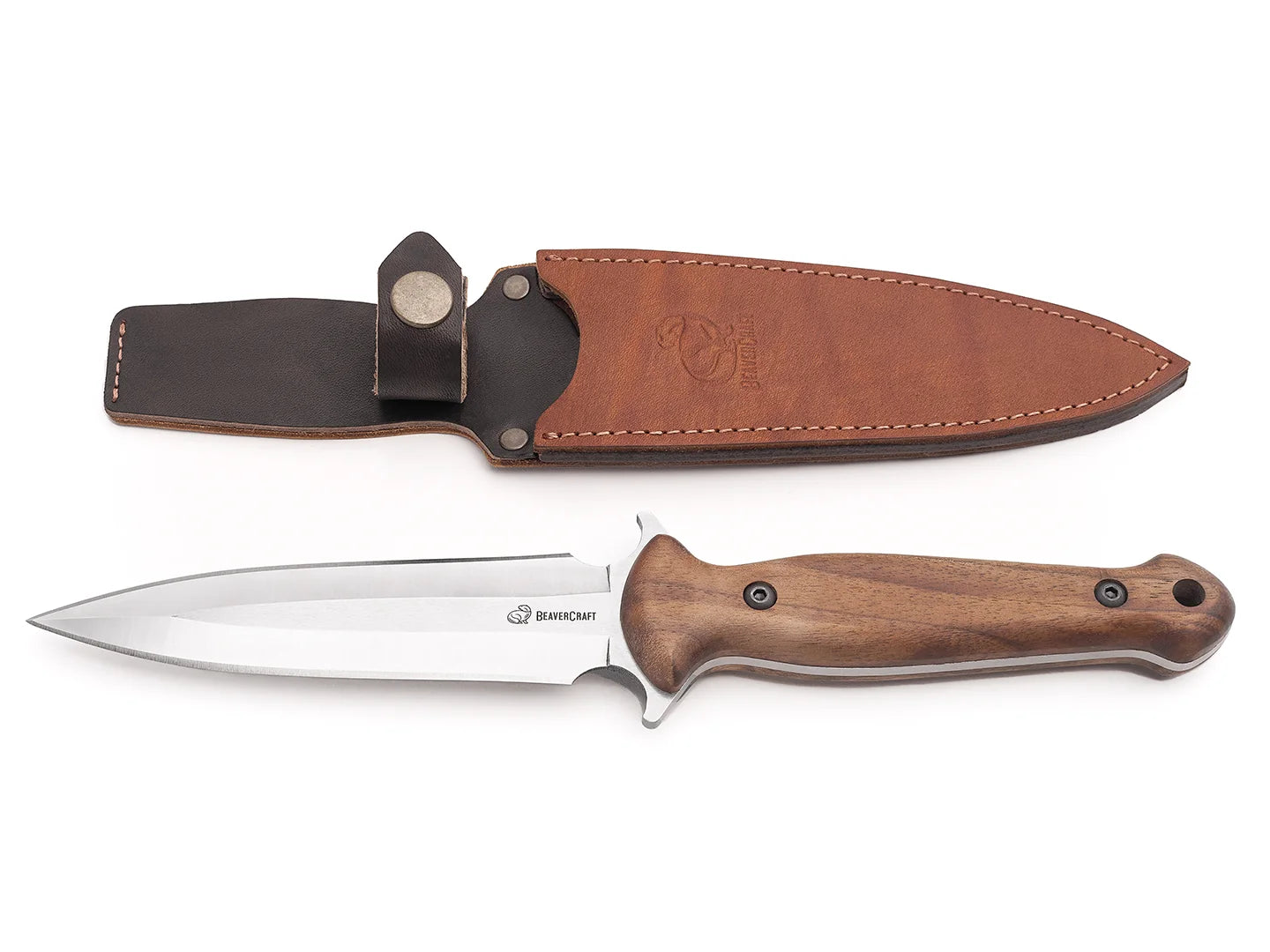 Tactical Knife with Leather Sheath