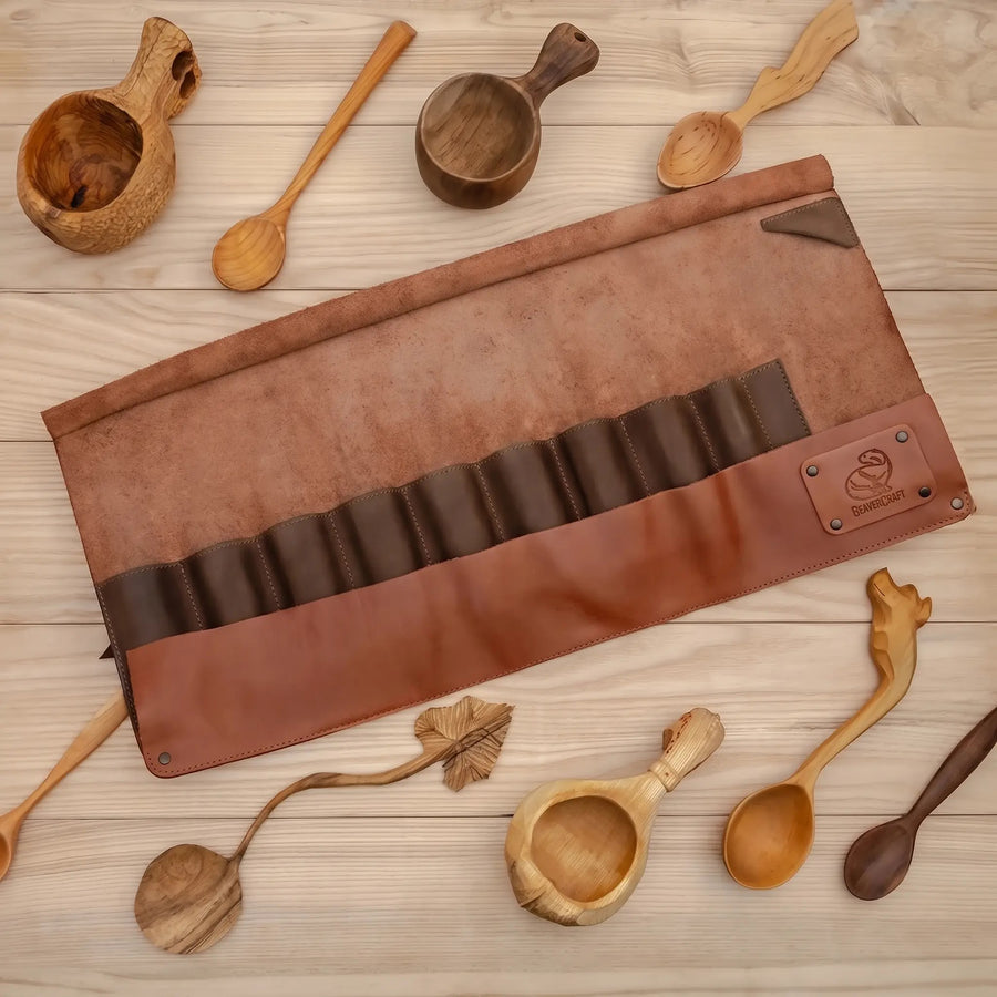 Leather Tool Roll, 8 slots