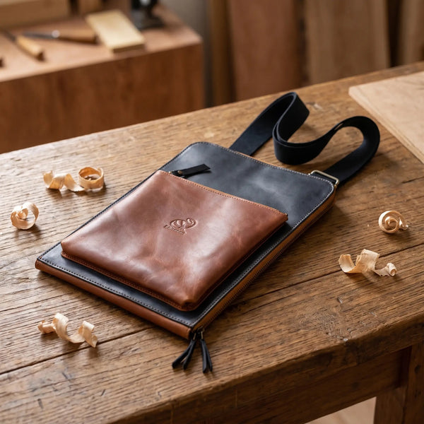 Leather Tool Bag with Outer Pocket, 8 slots