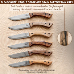 Bushcraft Knife for Camping & Outdoor – Carbon Steel Knife with Walnut Handle & Leather Sheath – BSH1 Dune