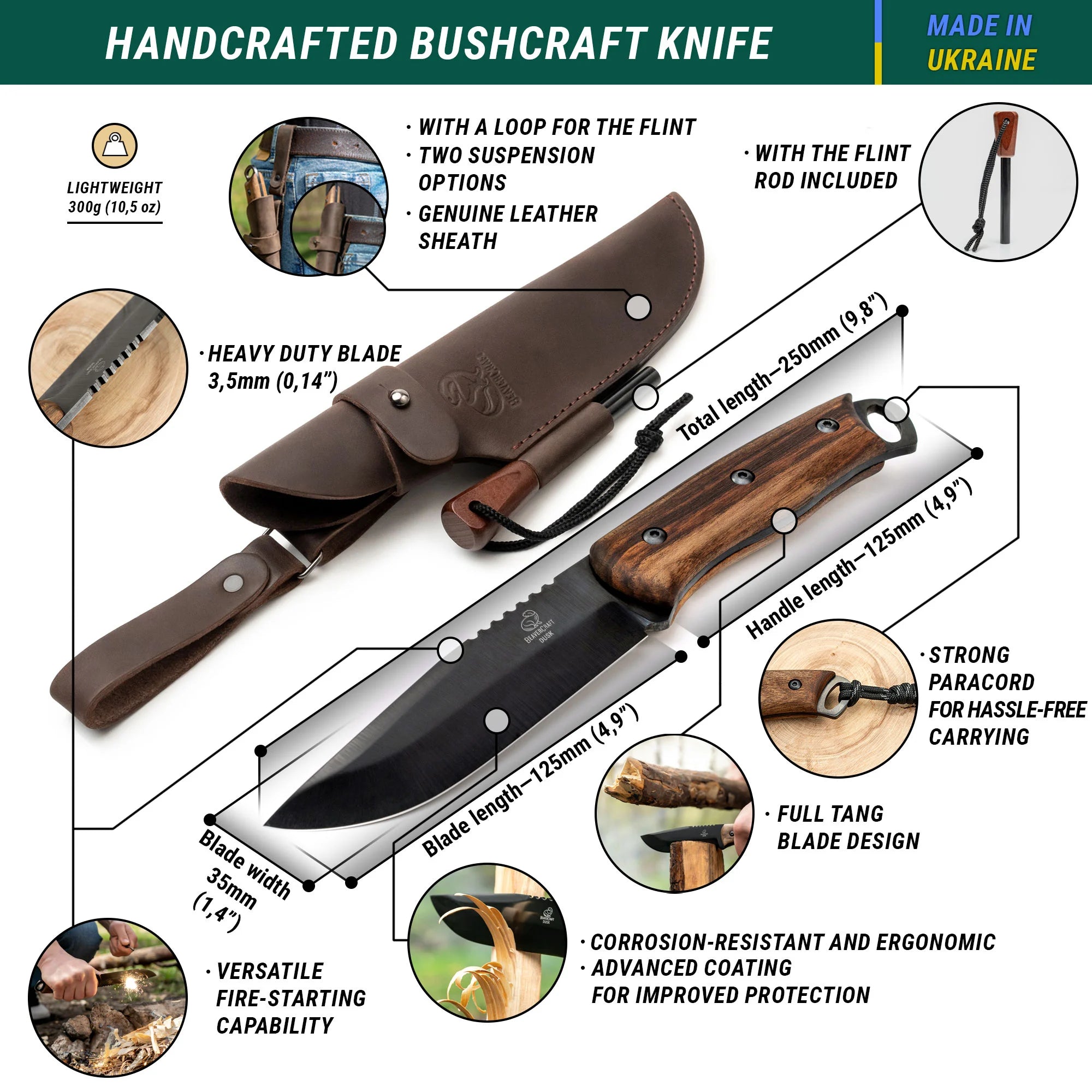 BSH4_F Dusk – Carbon Steel Bushcraft Knife with Ferro Rod