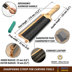 Dual-Sided Leather Paddle Strop for Hook Knives & Gouges – LS5P1