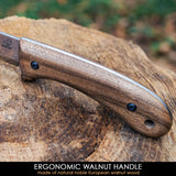 BSH2 Glacier - Carbon Steel Bushcraft Knife Walnut Handle with Leather Sheath