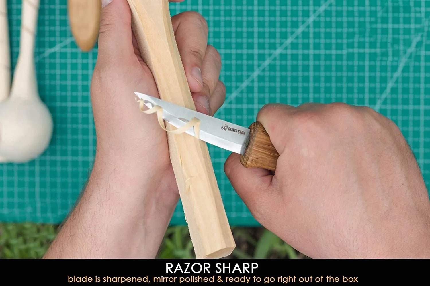 BeaverCraft, Whittling Knife C1M - Small Sloyd Knife - Wood Carving Knives  Tools for Beginners - Carbon Steel Scandi Grind Blade - Beginners Whittling