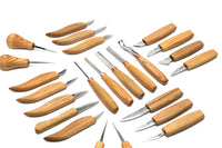 Left-Handed 42-Piece Wood Carving Tool Set – Large Wood Carving Kit with Wood Blocks, Spoon & Kuksa Blanks & Tool Storage Racks – S70L