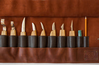 Leather Tool Storage Roll – 8-Slot Leather Roll-Up Tool Organizer – TR8X