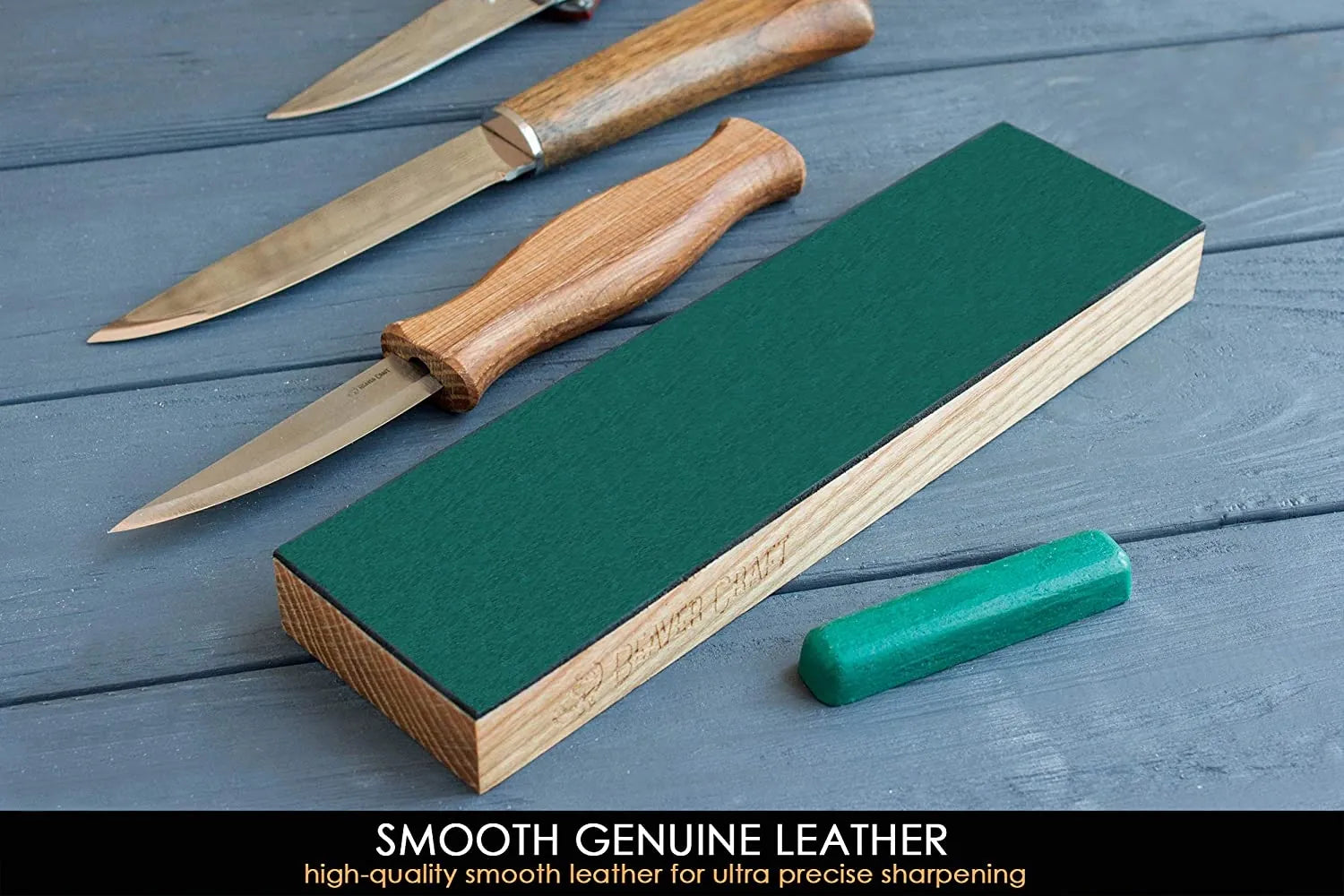 BeaverCraft LS2P11 Leather Strop Kit for Knife Sharpening C4s Wood Carving  Sloyd Knife with Leather Sheath for Whittling and Roughing Carving Knife  Strop with Green-Gray & White Polishing Compound 