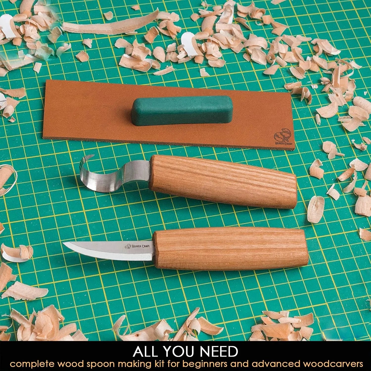 Tools for cutting spoons from a wood