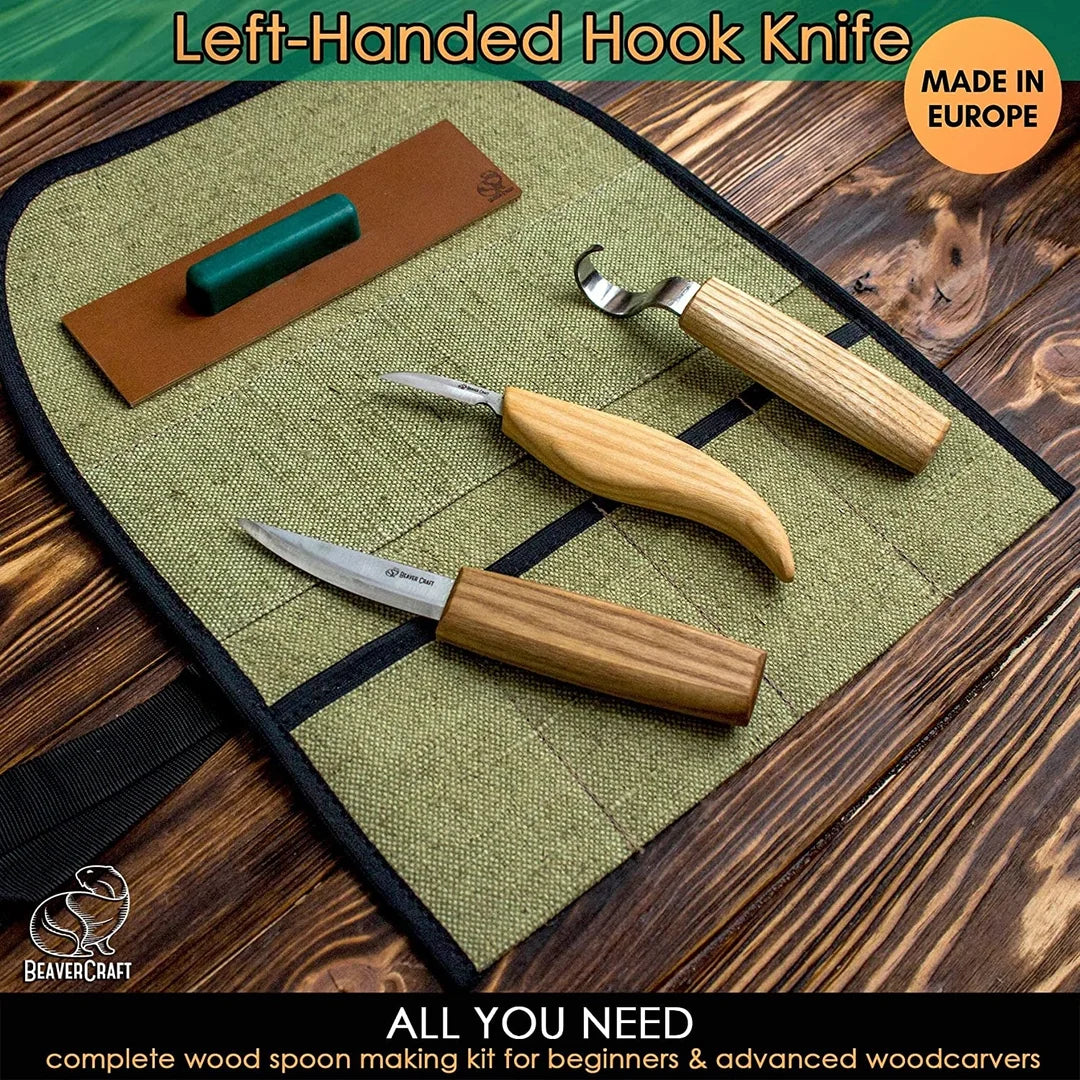 set for wood carving with left-handed hook