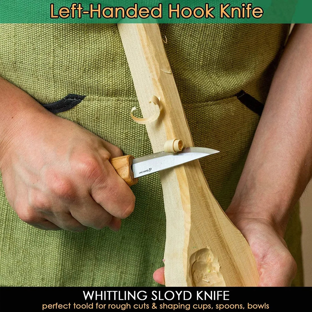 S70L – Extended Wood Carving Set of Knives, Chisels, Gouges, and Sharpening  Accessories in a Tool Holder (left-handed)