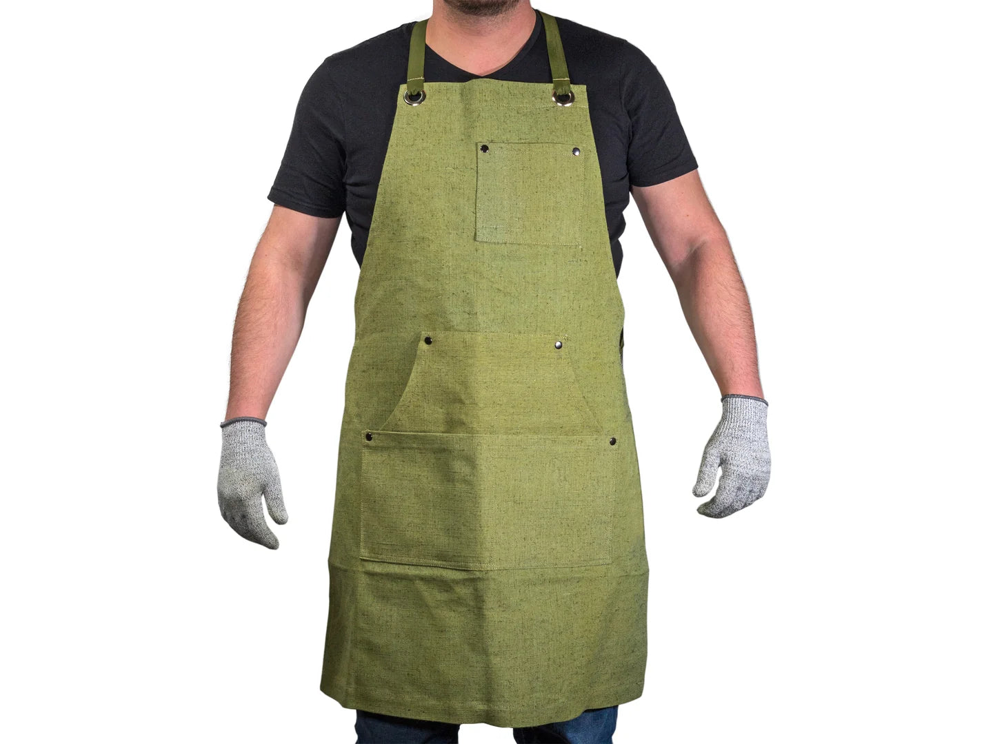Adjustable Green Canvas Work Apron – Durable Workshop & Craft