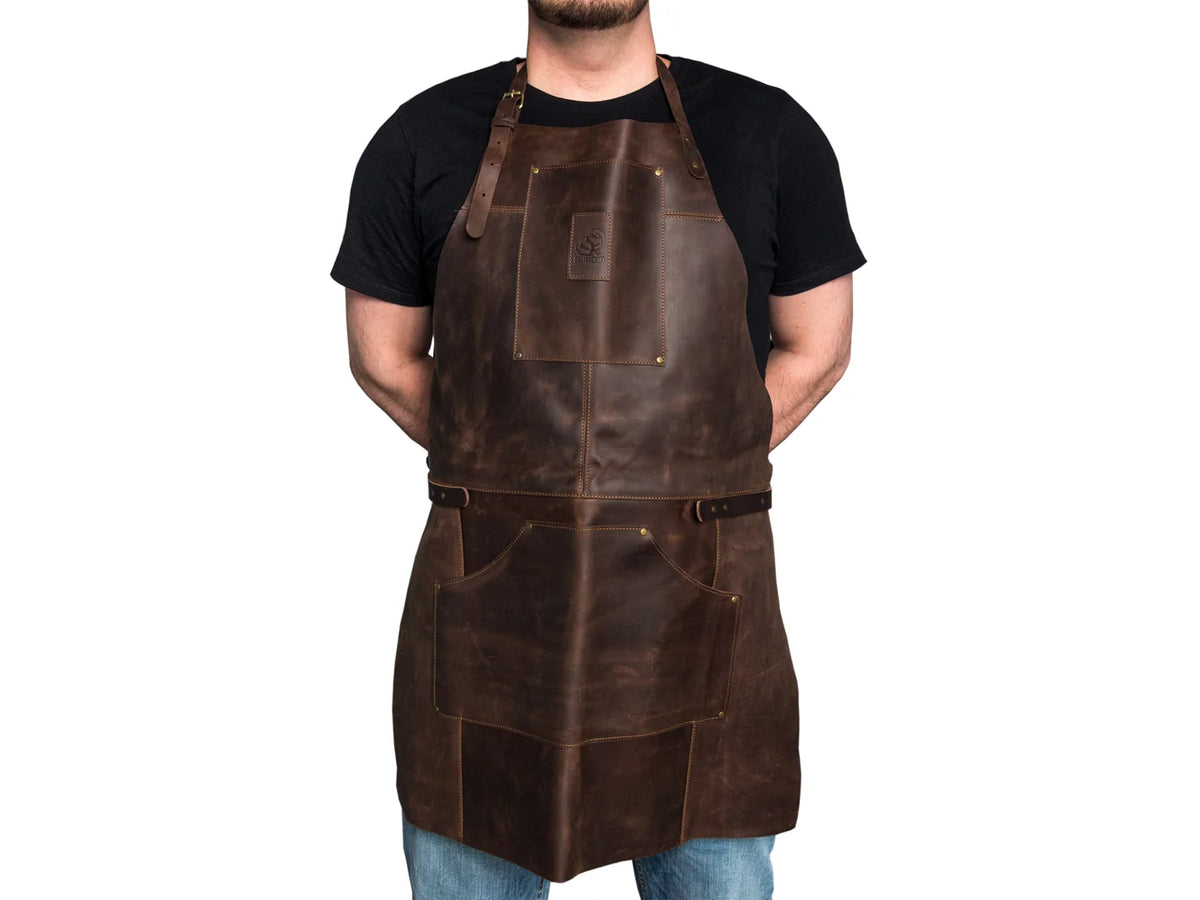 Adjustable Brown Leather Wood Carving Apron – Durable Workshop Adjustable Brown Leather Wood Carving Apron – Durable Workshop