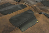 AP3X – Verstellbare Arbeitsschürze aus schwarzem und braunem Leder
