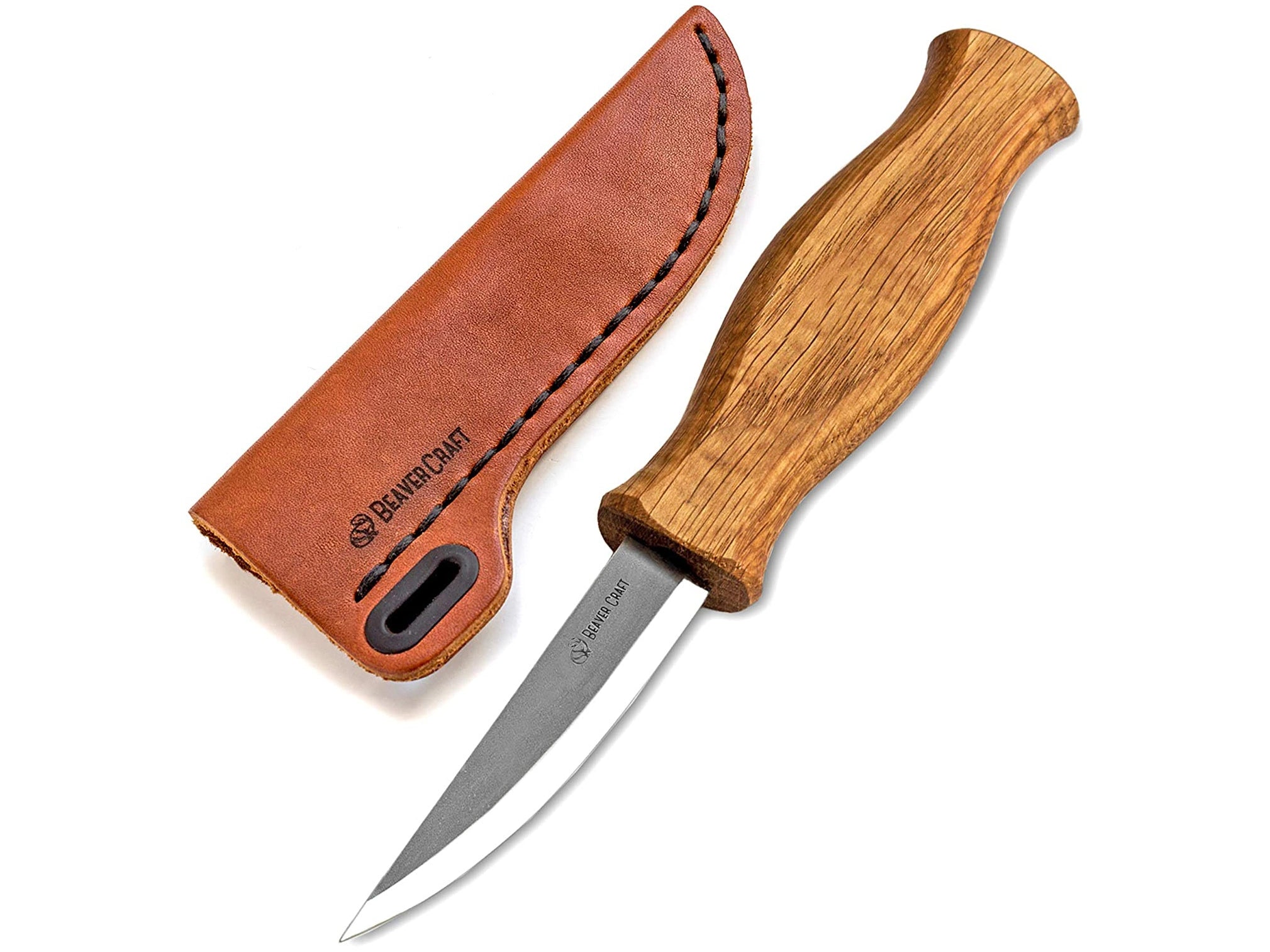 Carving Knife, Whittling Knife, Wood Carving Knife With a Leather Knife  Sheath Beavercraft C4 SH1 