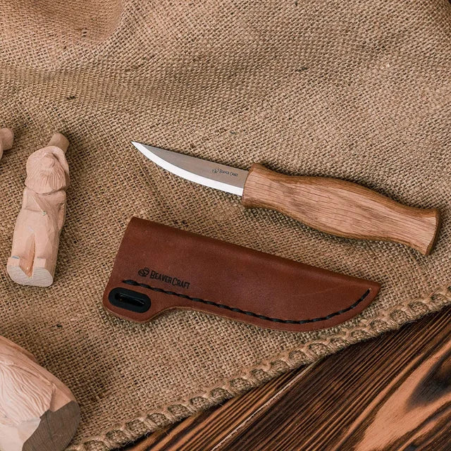C4S - Whittling Knife with leather sheath