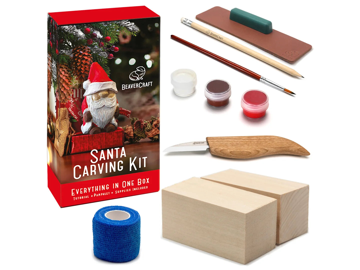 DIY06 – Santa Carving Kit – Komplettes Starter-Schnitzset für Anfänger, Erwachsene, Jugendliche und Kinder