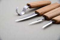 4-Piece Wood Carving Knife Set  – Whittling, Detail & Spoon Carving Knives Set in Tool Roll – S09