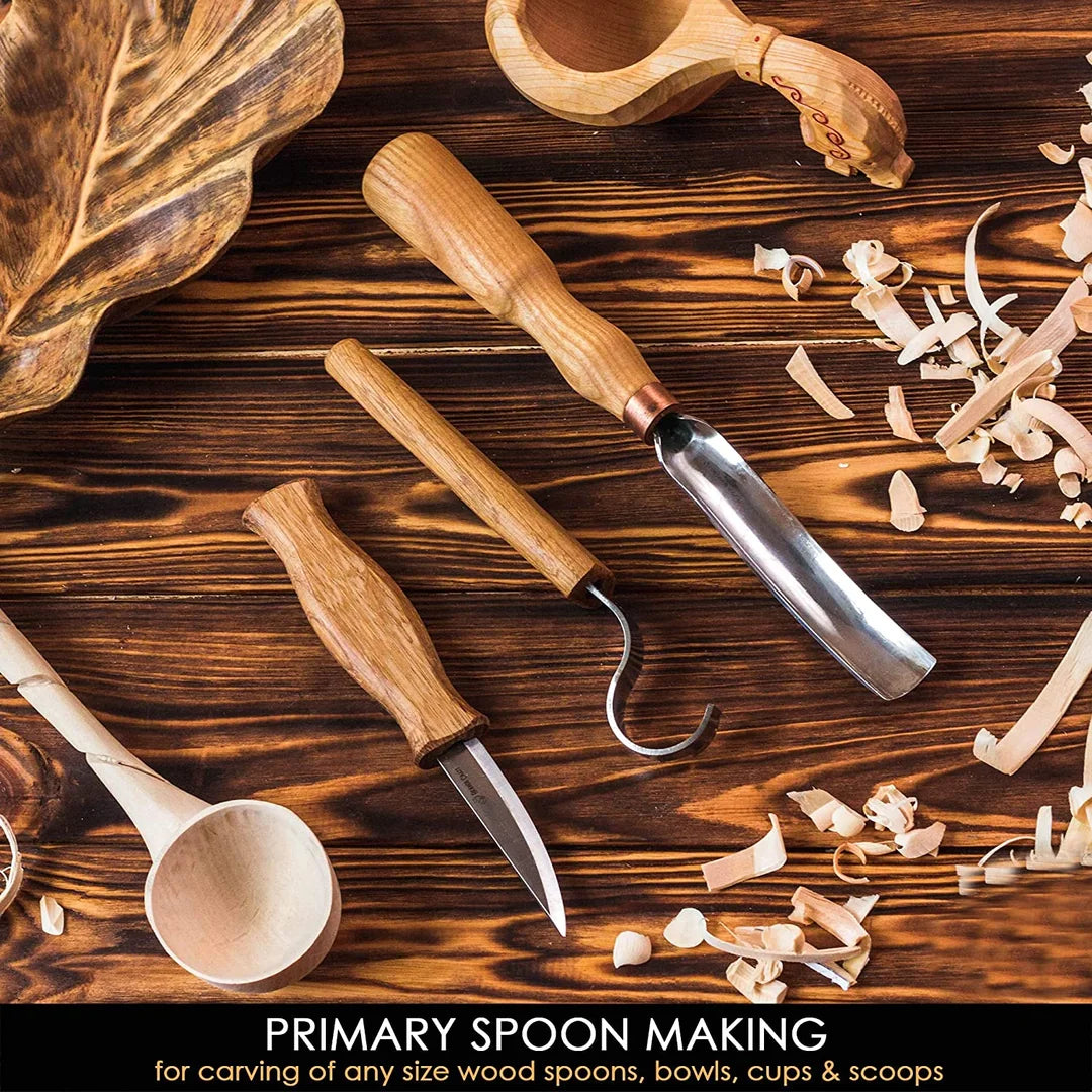 Wooden spoon kuksa tools set