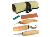 Left handed tools set for whittling with polishing compound