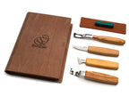 Set para tallado de cuchara de 4 herramientas en estuche de libro - S19 book
