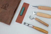 Set para tallado de cuchara de 4 herramientas en estuche de libro (zurdo) - S19L book