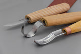 S38L – Löffelschnitzset, Holzschnitzwerkzeuge mit Lederriemen (Linkshänder)