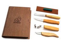 Set profesional para tallado de cuchara y kuksa con cuchillos y correa en estuche de libro BeaverCraft - S43 book