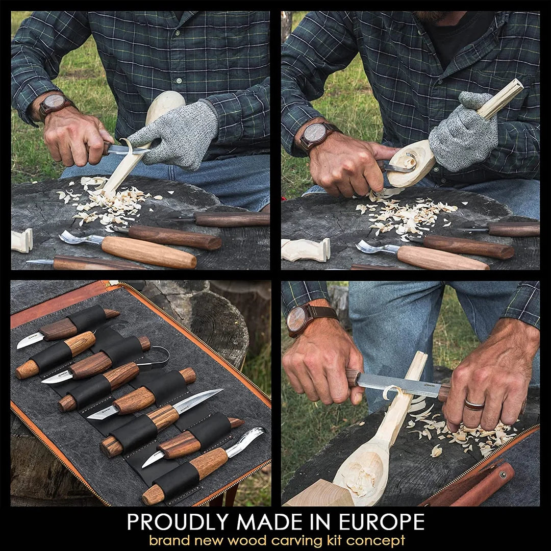 BeaverCraft, Deluxe Wood Carving Kit S50X - Wood Carving Tools Wood Carving Set - Spoon Wood Carving Knives Tools Set - Whittling Kit Knife