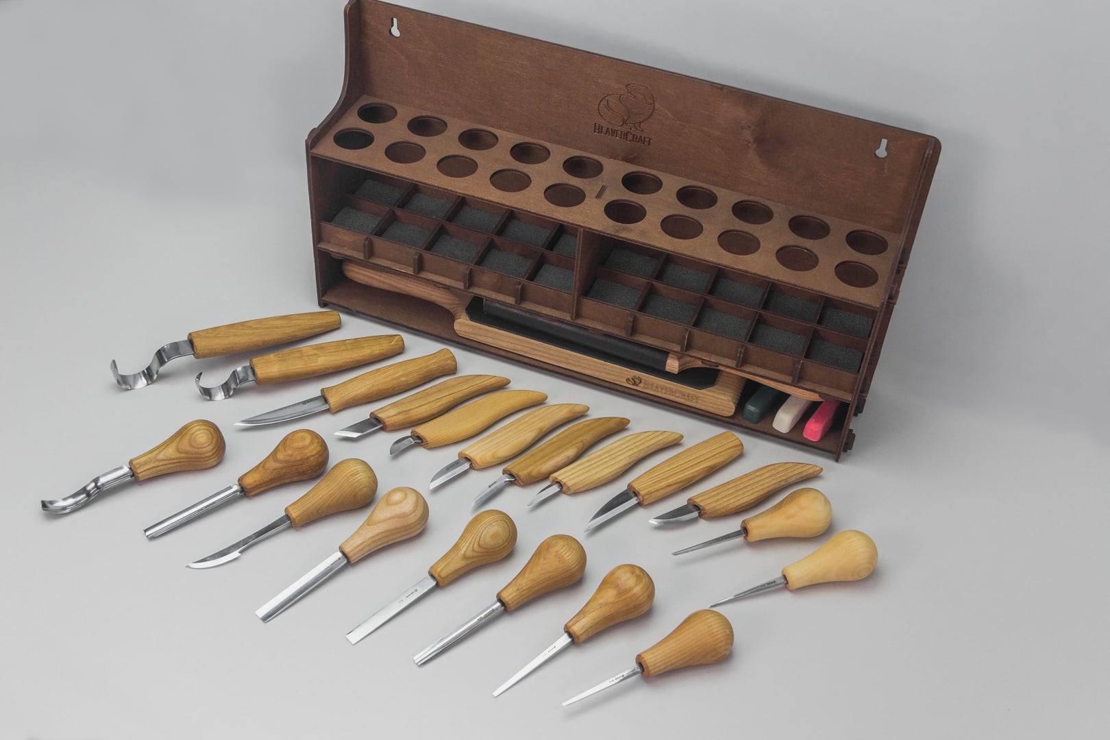 Professional left handed wood carving set with sharpening accessories –  BeaverCraft Tools