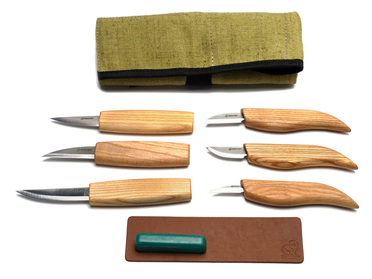 Basic Wood Carving Knives Set with Leather Strop – S58